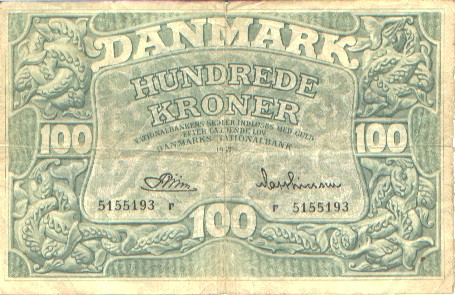 100 Danish Kroner 1944-1946 issue - Exchange for