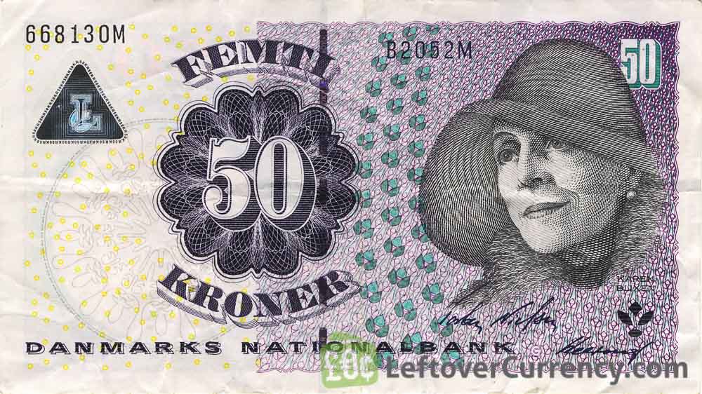 burst tunge demonstration 50 Danish Kroner (Karen Blixen) - Exchange yours for cash today