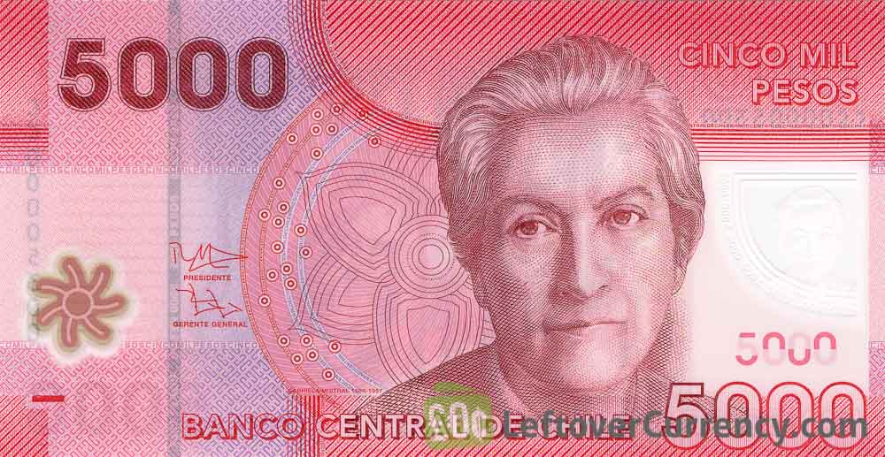 5000 Chilean Pesos banknote Gabriela Mistral - yours for