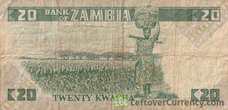 20 Zambian Kwacha Banknote Kenneth Kaunda 1980 Exchange For Cash