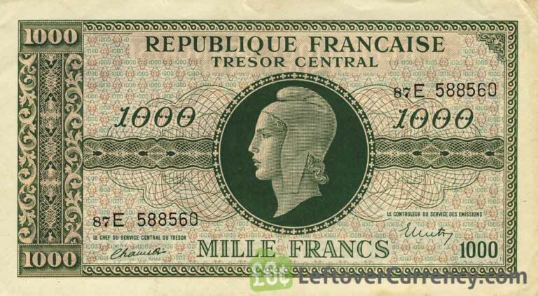 1000 French Francs Tresor Central type Marianne - exchange yours