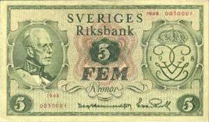 5 Swedish Kronor (King Gustaf V ) - Exchange Yours For Cash