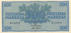 500 Finnish Markkaa (1945 Conifer Branch) - Exchange Yours Today