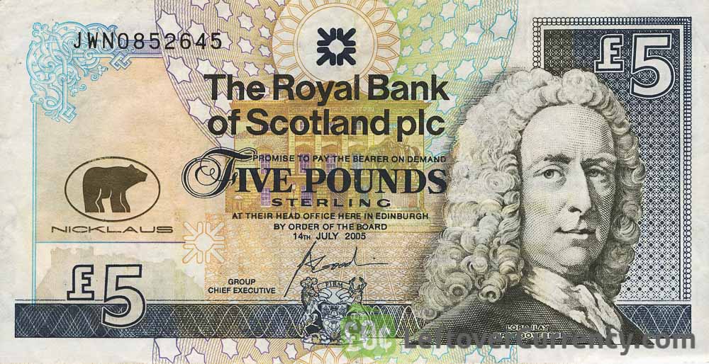 The Royal Bank of Scotland plc 5 Pounds - Exchange yours for cash