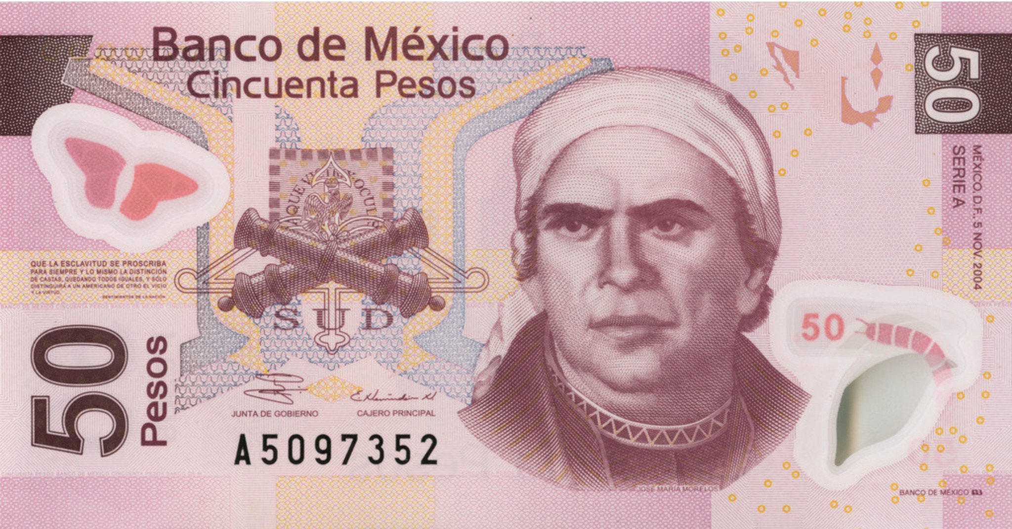 50 Mexican Pesos banknote (Series F) Exchange yours for cash today