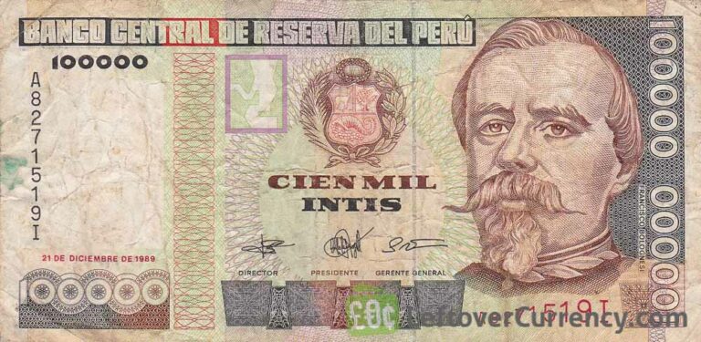 5,000 Peruvian intis banknote - Exchange yours for cash today