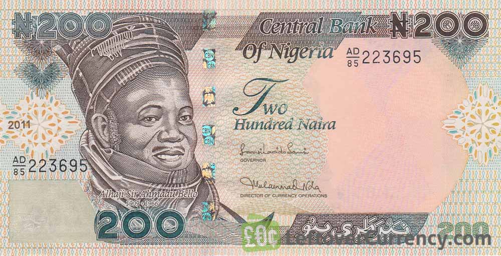 200 Nigerian Naira Banknote Ahmadu Bello Exchange Yours For Cash