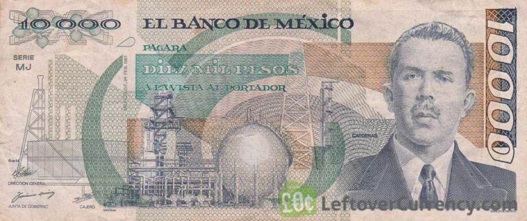 10,000 old Mexican Pesos banknote Lázaro Cárdenas - Exchange for cash