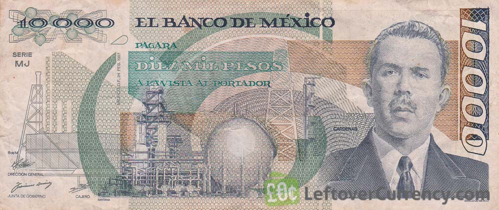 10 000 Old Mexican Pesos Banknote L zaro C rdenas Exchange For Cash