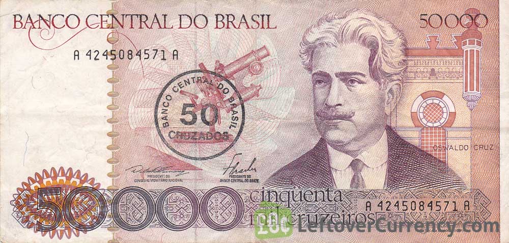 BRAZIL-BANCO CENTRAL DO BRASIL 50,000 CINQUENT MIL CRUZEIROS *9751A PAPER  MONEY
