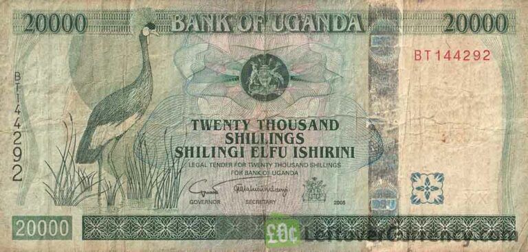 Leftover Currency Easily Exchange 20000 Ugandan Shillings Banknote   20000 Ugandan Shillings Banknote 2004 Obverse 768x367 