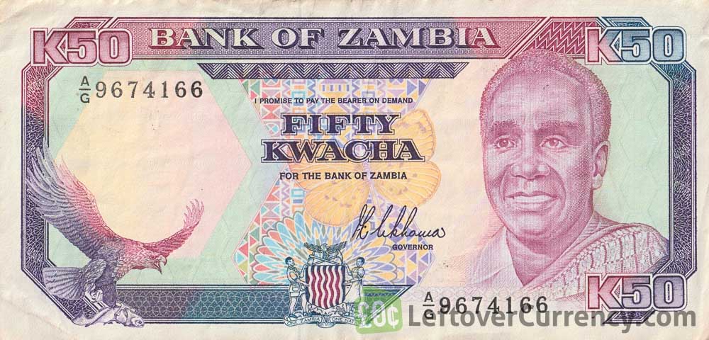 50 Zambian Kwacha Banknote (Kenneth Kaunda 1989) - Exchange For Cash