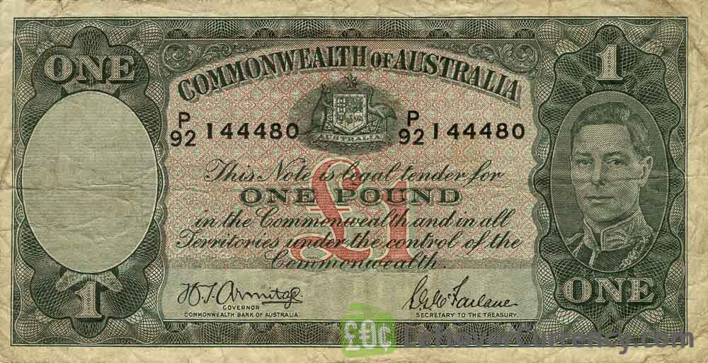 1 Australian Pound Banknote King George Vi