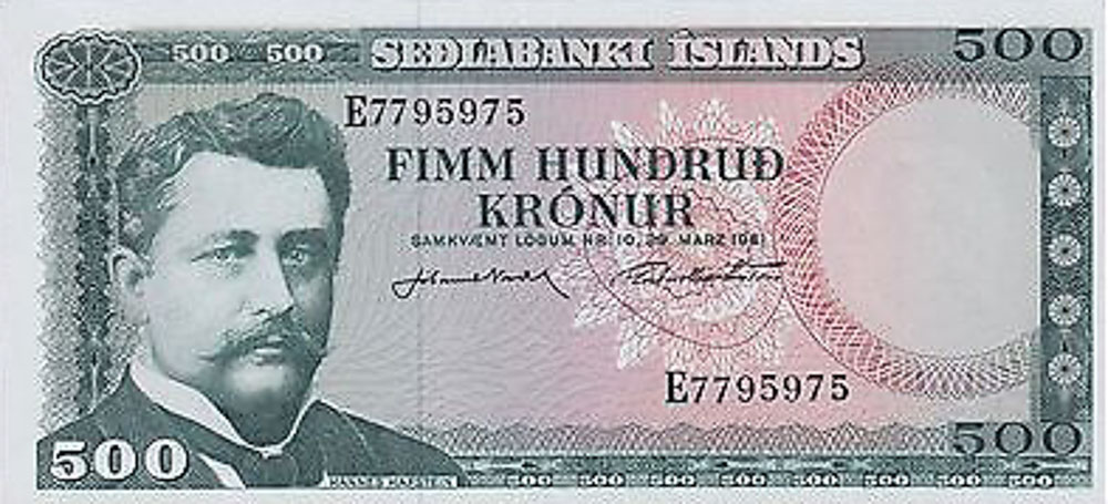 500 Icelandic Kronur banknote (Hannes Hafstein) - Exchange ...